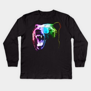 Rainbow Party Grizzly Bear Kids Long Sleeve T-Shirt